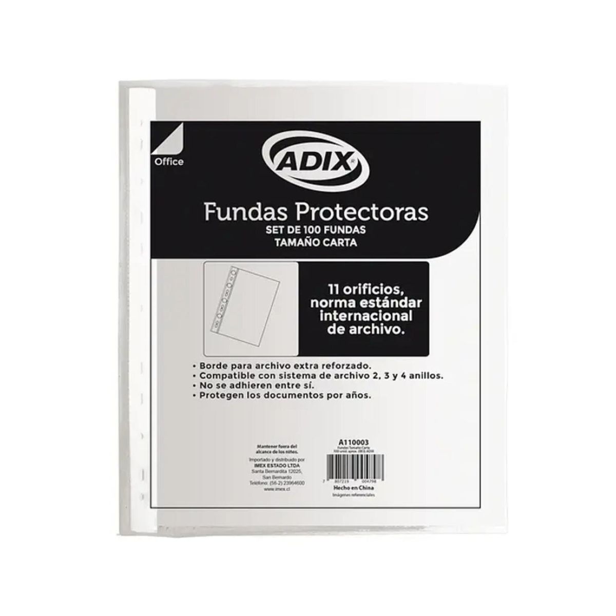 ADIX - Fundas Protectoras Plasticas Transparente Carta 100 Un Adix