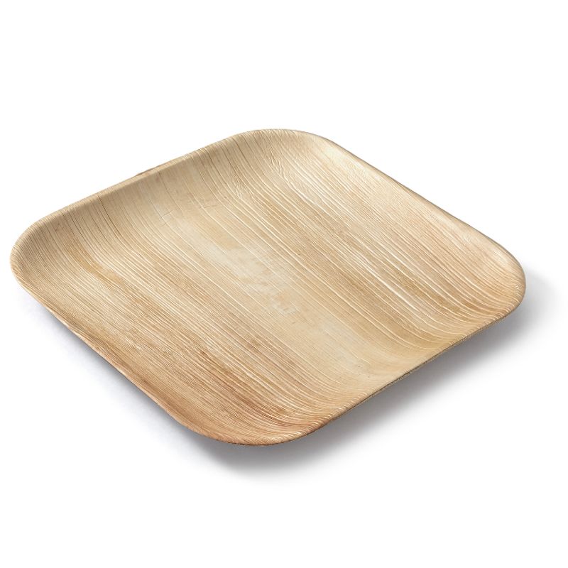 ECOSOULIFE - 5 Platos 20x20 Cuadrados Ecológicos Hoja De Palma 100% compostable