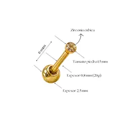 ELBAULDEJUMA - Piercing Facial 15mm Titanio Astm F136 20g Tragus Dorado