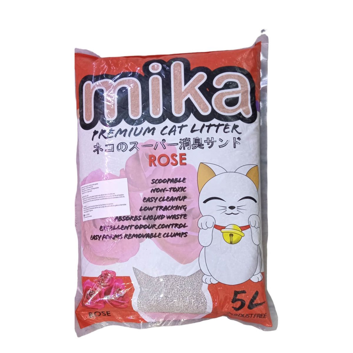 GENERICO - Arena Para Gato Aglutinante Premium Mika Aroma Rosas 5l 4kg