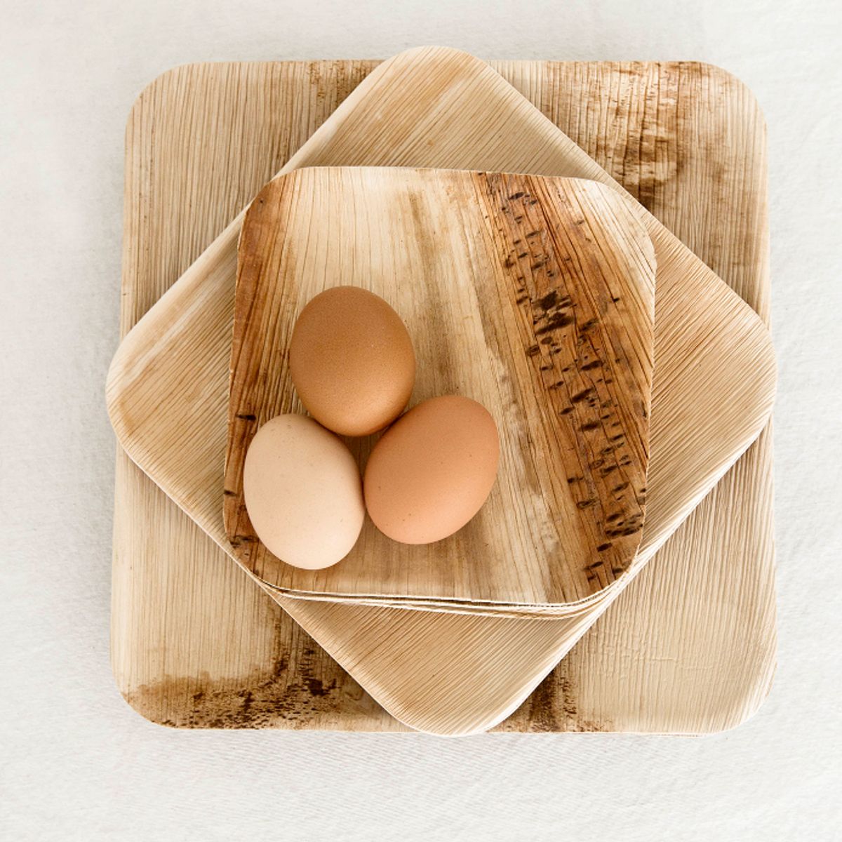 ECOSOULIFE - 5 Platos 25x25 Cuadrados Ecológicos Hoja De Palma 100% compostable