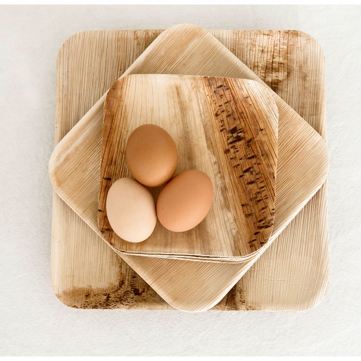 ECOSOULIFE - 5 Platos 25x25 Cuadrados Ecológicos Hoja De Palma 100% compostable