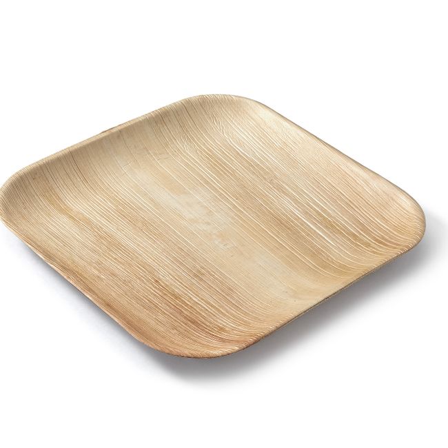 ECOSOULIFE - 5 Platos 25x25 Cuadrados Ecológicos Hoja De Palma 100% compostable