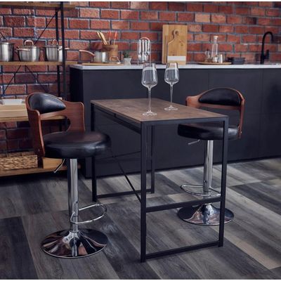 Imagen 2 del producto Silla Piso Bar Regulable Taburete Con Respaldo MaderaEcocuero BJ002