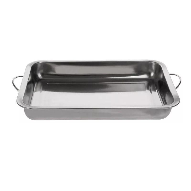 GENERICO - Bandeja Fuente Acero Inoxidable Con Asas Manillas 45x30 Cm
