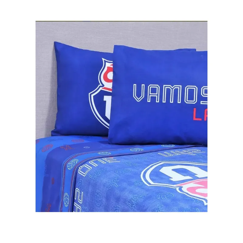 MASHINI - Juego De Sábanas U De Chile 2 Plazas + 2 Fundas Almohadas Color Azul