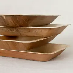 ECOSOULIFE - 5 Platos Rectangulares Biodegradables, Ecológico Hoja De Palma