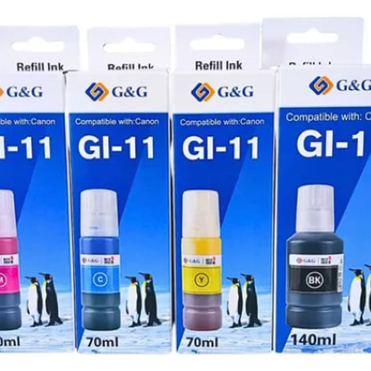 GENERICO - Pack 4 Tintas GI-11 Para Canon G2160 G3160 (4 Colores)