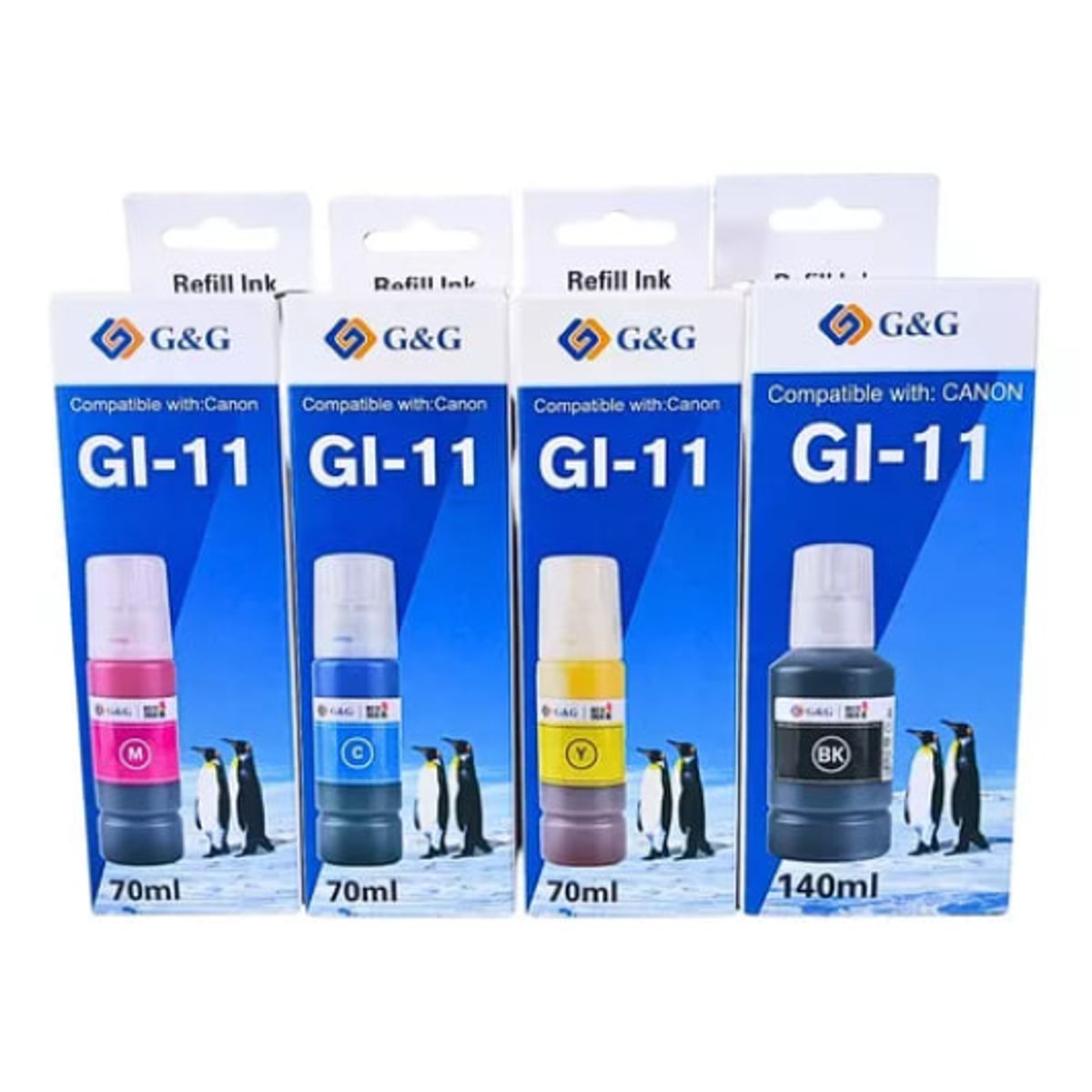 GENERICO - Pack 4 Tintas GI-11 Para Canon G2160 G3160 (4 Colores)