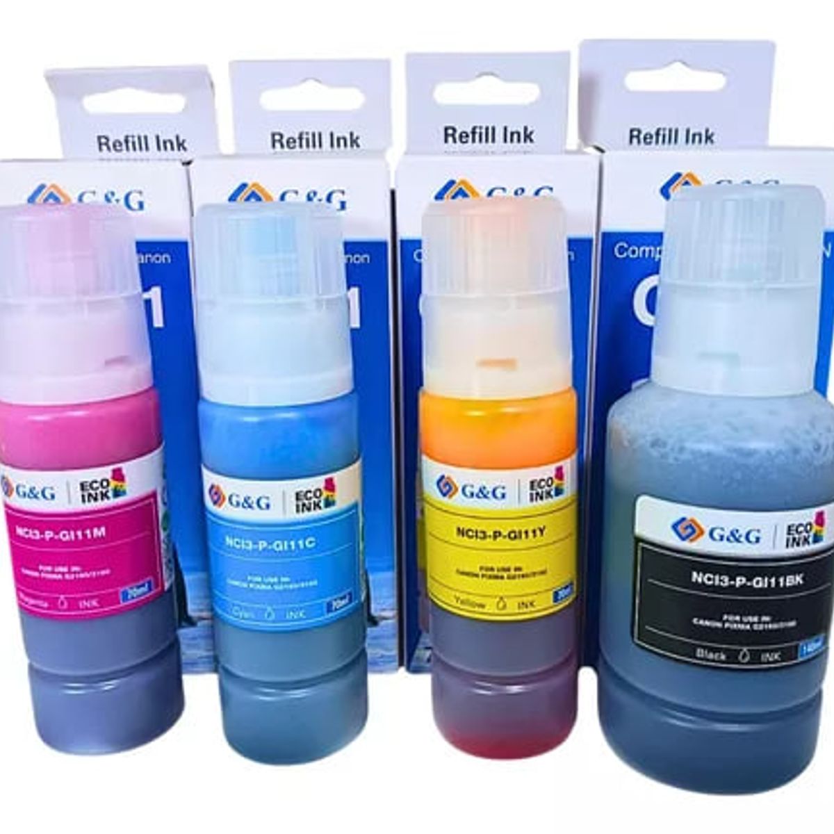 GENERICO - Pack 4 Tintas GI-11 Para Canon G2160 G3160 (4 Colores)