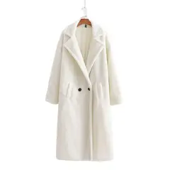 TIOZONEY - Abrigo largo para mujeres - Blanco
