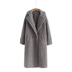 TIOZONEY - Abrigo largo para mujeres - Gris