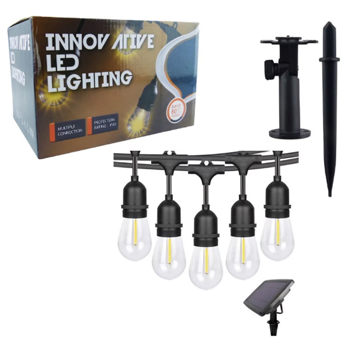 SHOP EHOME BAG - luces Guirnalda Solar Vintage Impermeable Con 10 Ampolletas 5 METROS