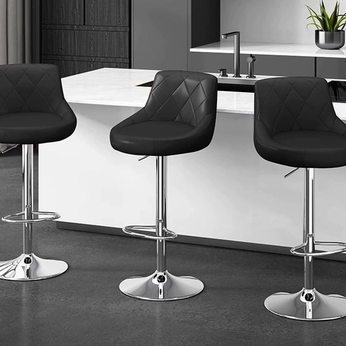 BJ HOGAR - Silla Piso Bar Altura Regulable Taburete Con Respaldo BJ S005