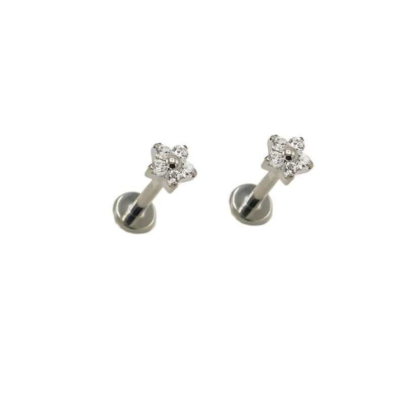ELBAULDEJUMA - Aros flor titanio zirconia ASTM F136 G26 plateados