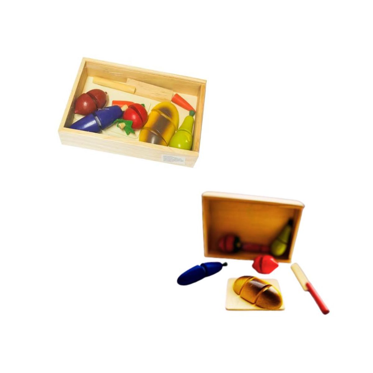 ARTIDIX - Caja de frutas y verduras madera con velcro 8 pzs