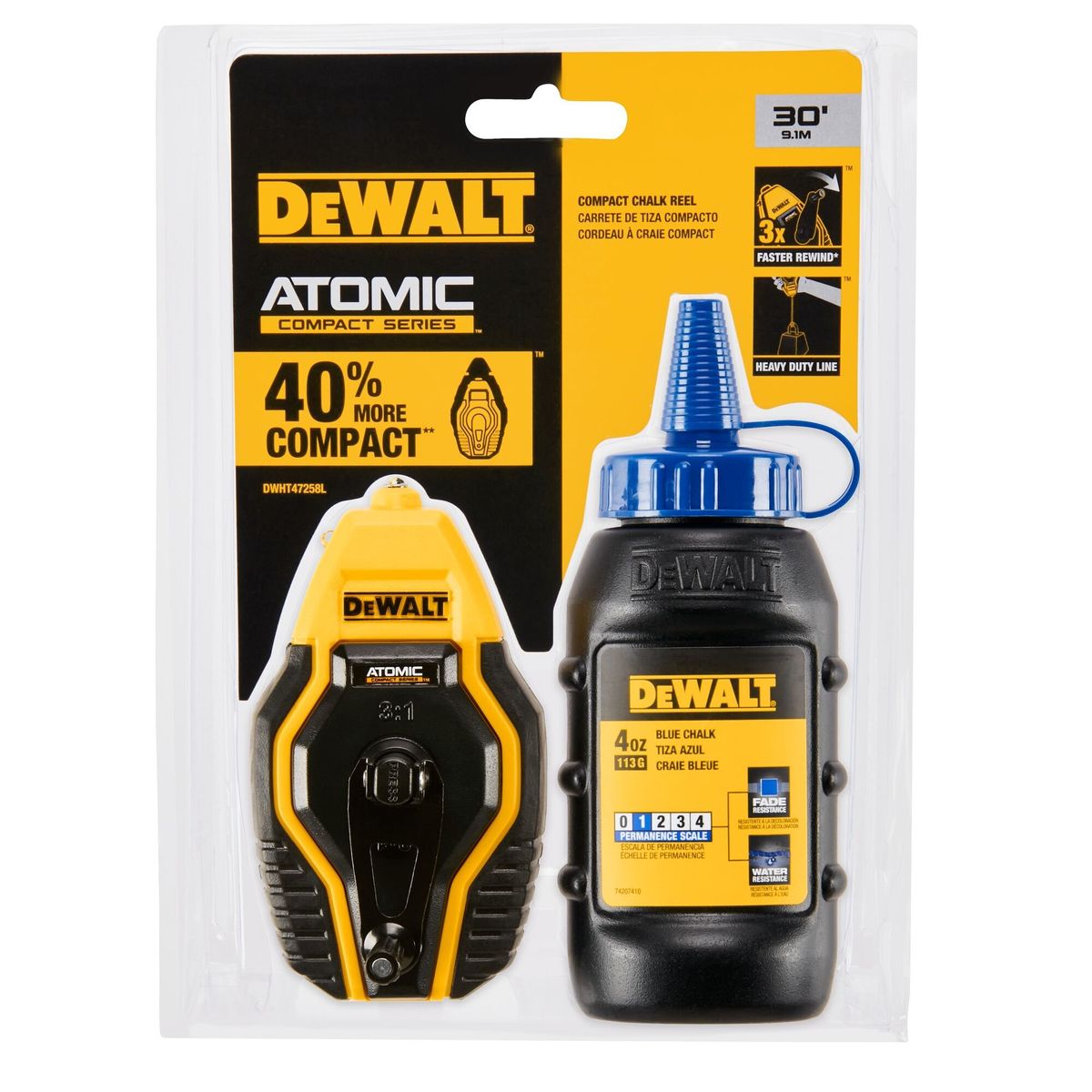 DEWALT - Tizador 9.1 mts 3:1 con tiza azul ATOMIC DEWALT DWHT47258L