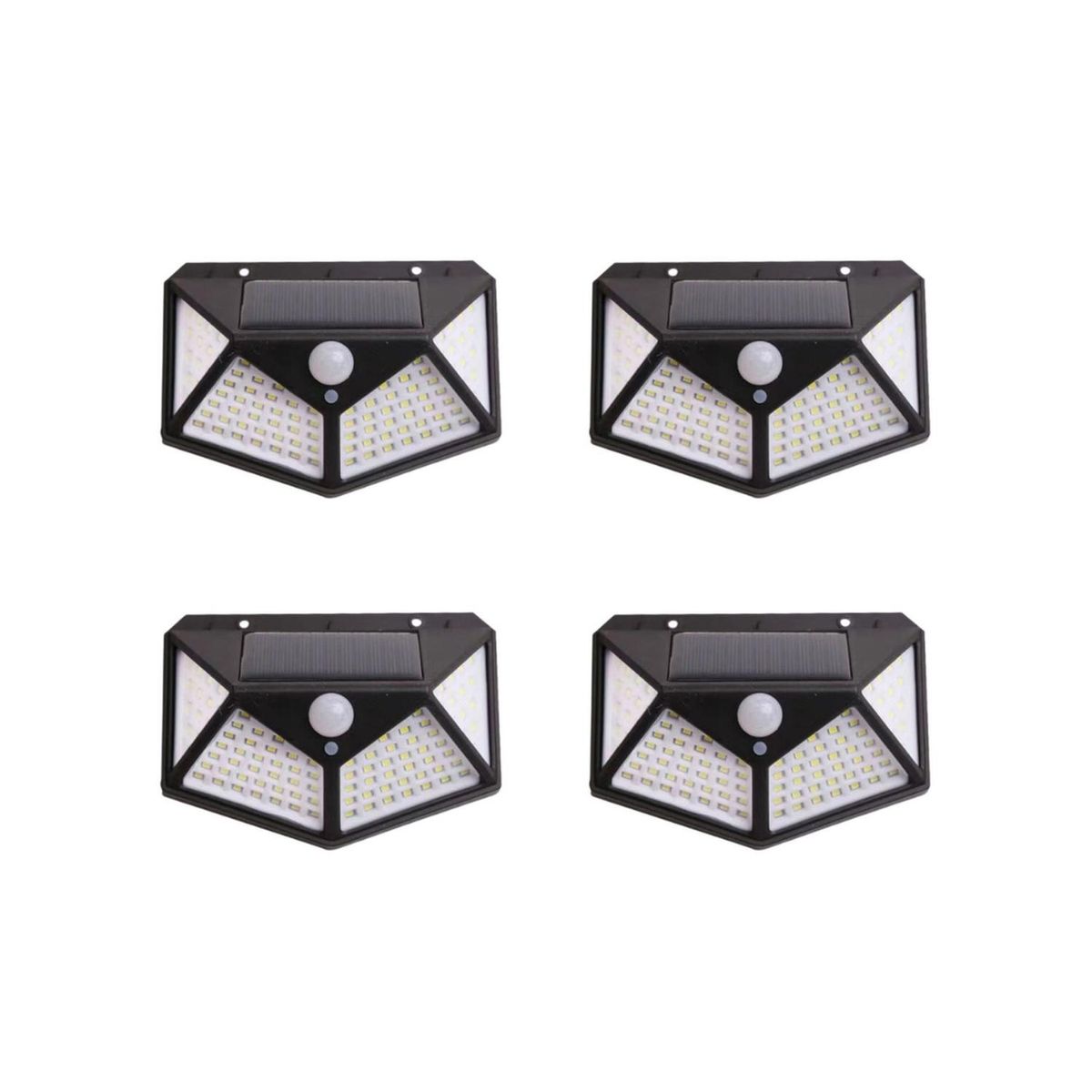 PRO OUTDOOR - Pack 4 Aplique Triangular 100 Led Solar Contra Agua
