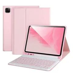 GENERICO - Funda Con Teclado Rosado Para iPad Pro 11 M4 2024 Español