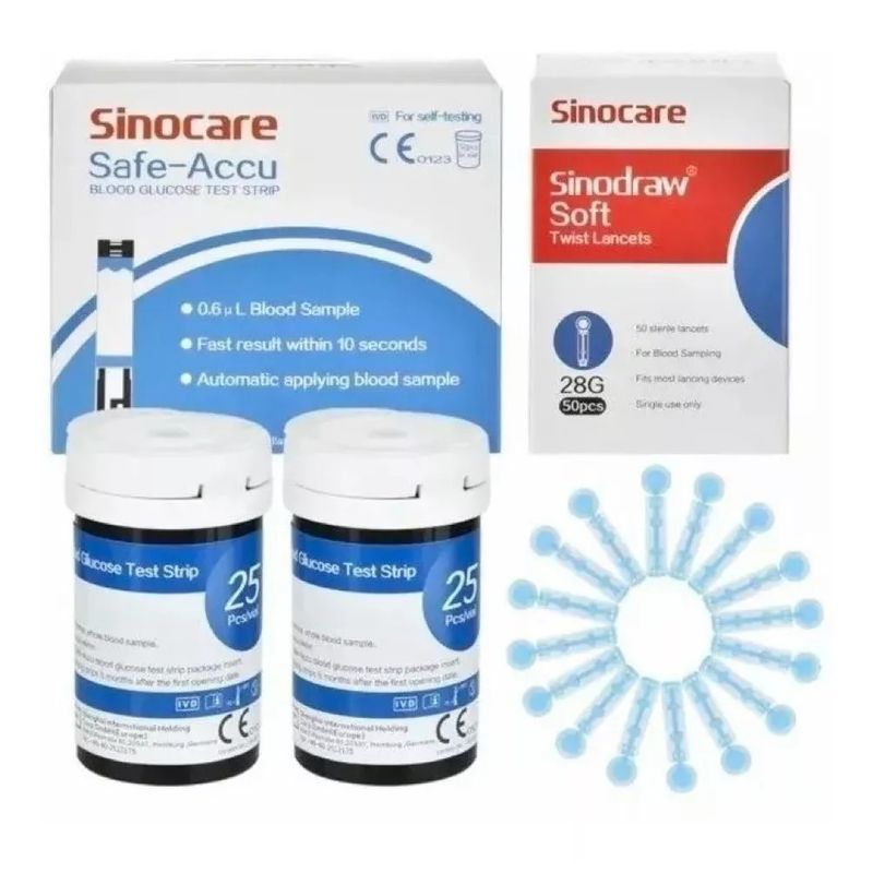MUNDO MAGIA - 50 Tiras Reactivas Y 50 Lancetas Sinocare Safe Accu