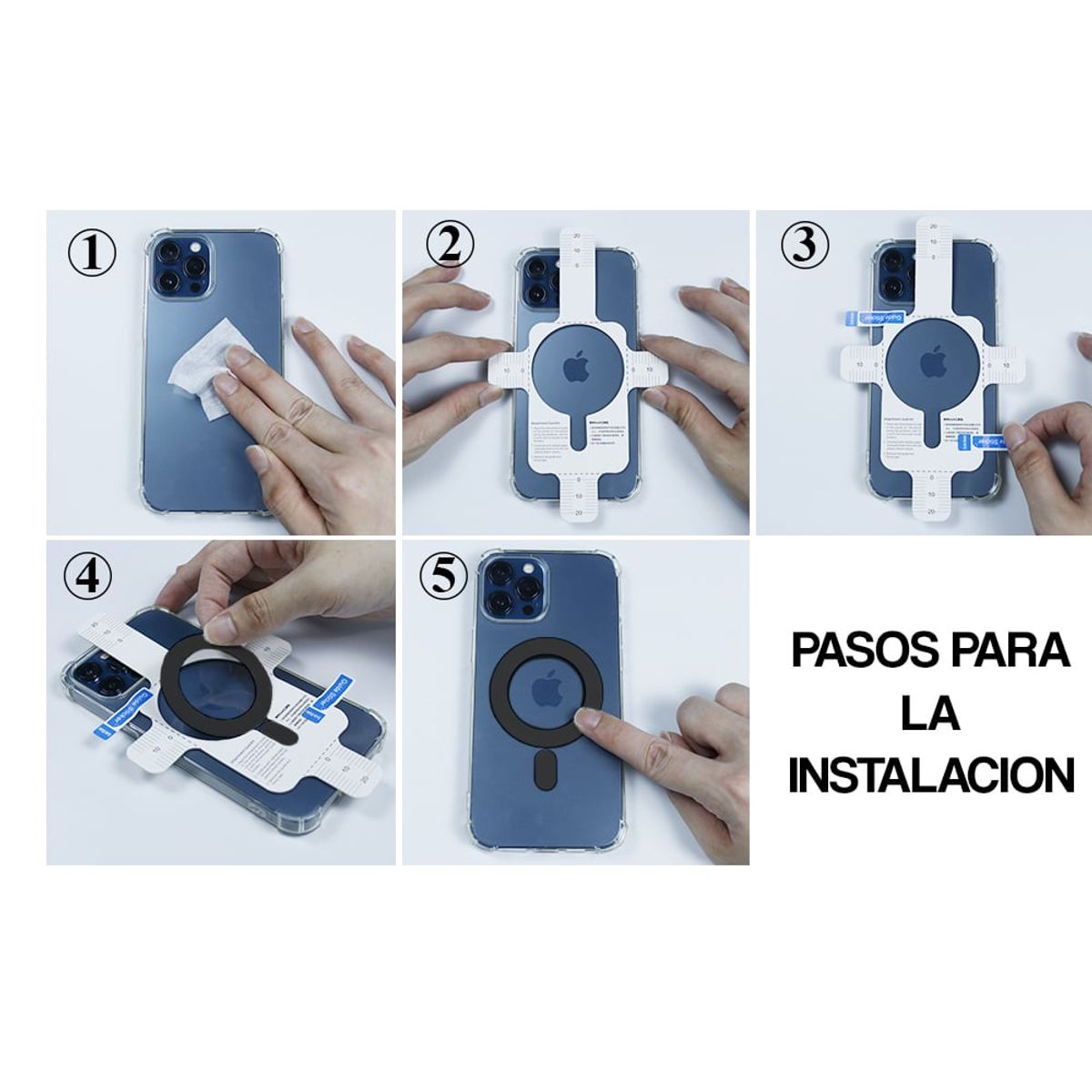 GENERICO - Adaptador Anillo Para Magsafe Magnetico iPhone Samsung Negro