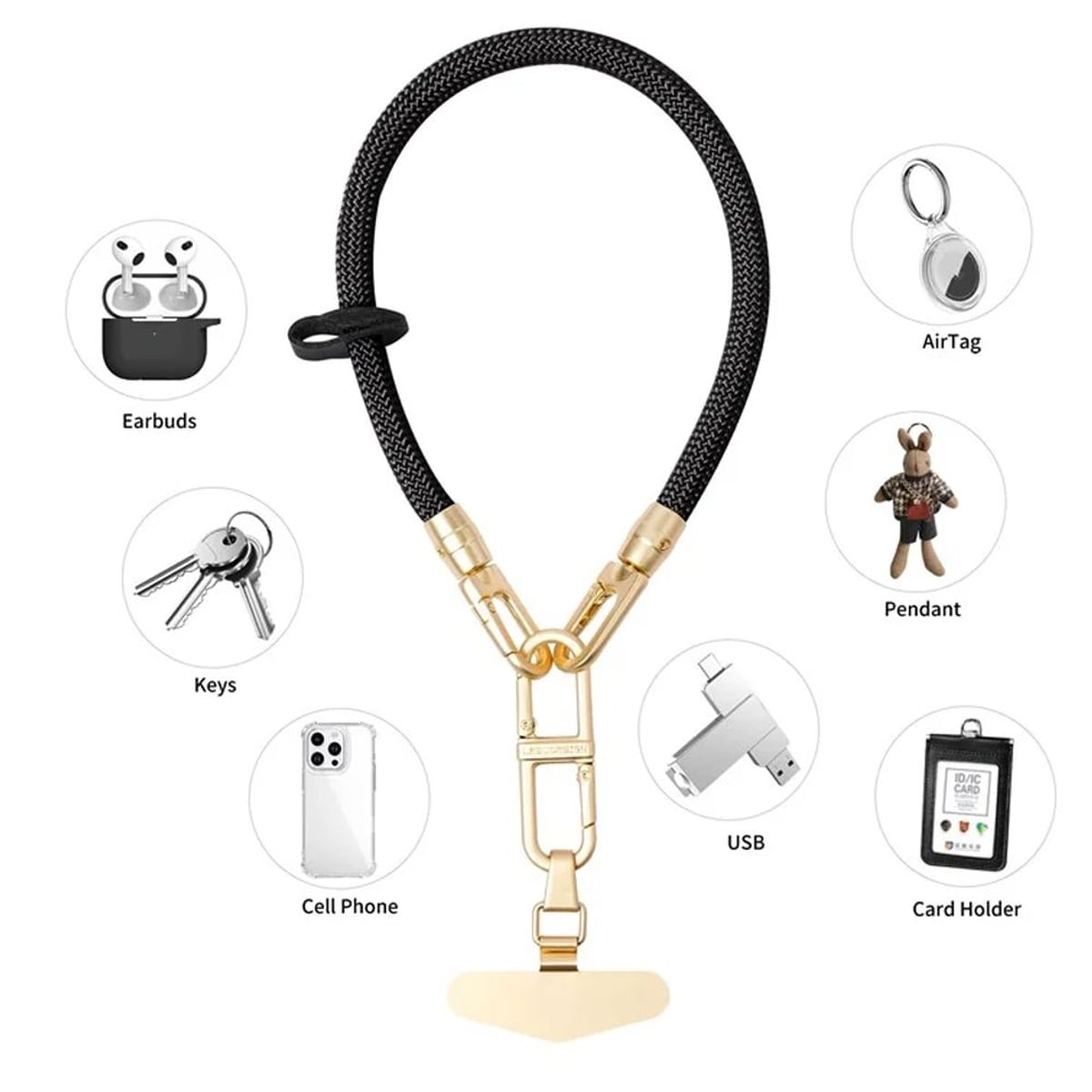 GENERICO - Colgante Lanyard para celular universal 30cm Gris