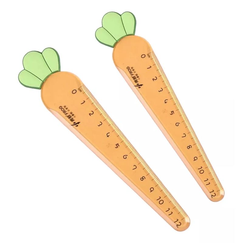 GENERICO - Regla 12 Cm. Diseño Zanahoria Kawaii Escolar/oficina