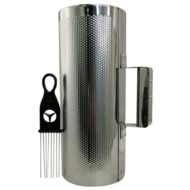 JOIGO - Guiro Metálico Abierto 5x12 Pulgadas Plateado Incluye Peine