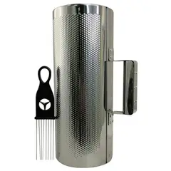 JOIGO - Guiro Metálico Abierto 5x12 Pulgadas Plateado Incluye Peine