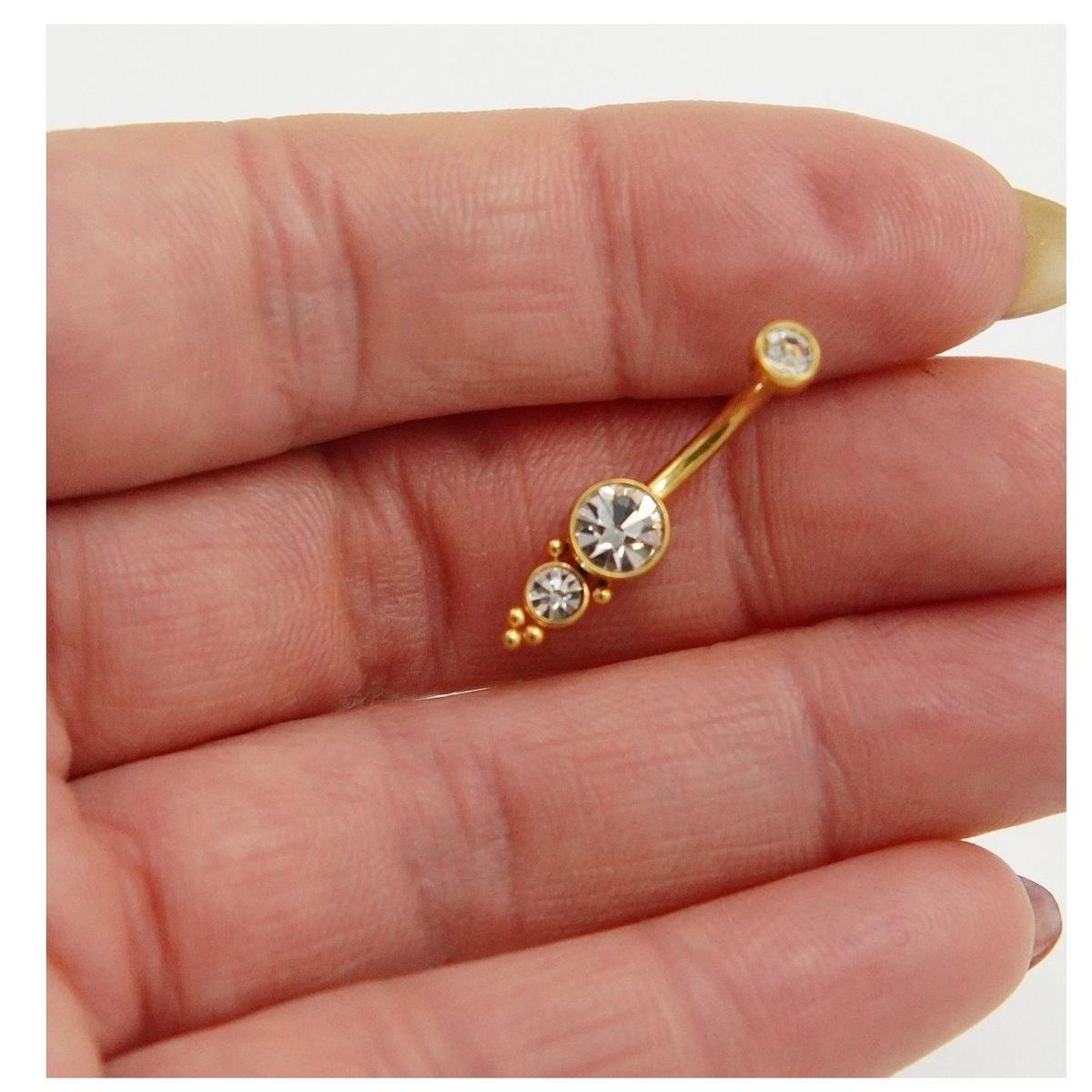 ELBAULDEJUMA - Piercing ombligo navel 10 mm 14G titanio ASTM F136 G23 espiga dorada