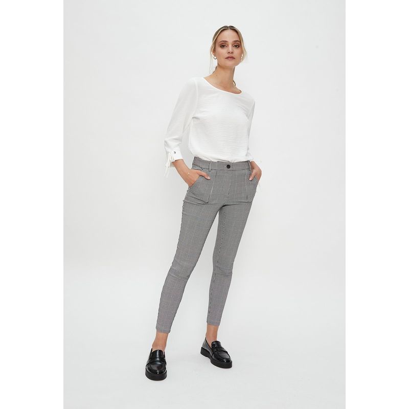 ASH - Pantalon Pitillo Escoces Negro Ash