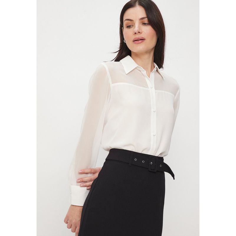 ASH - Blusa Manga Larga Crudo Mujer Ash
