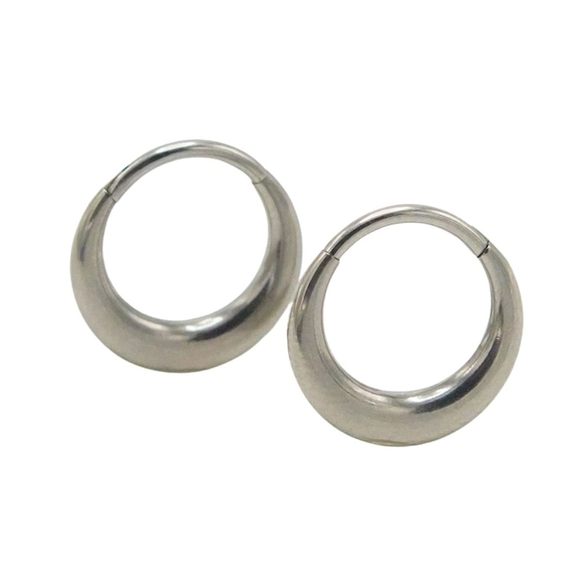 ELBAULDEJUMA - Argollas Huggies clicker 16G chunky titanio astm f136 plateadas