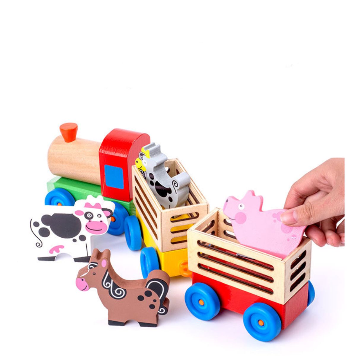 GENERICO - Juguete Tren De Madera Con Animales De Granja Infantil