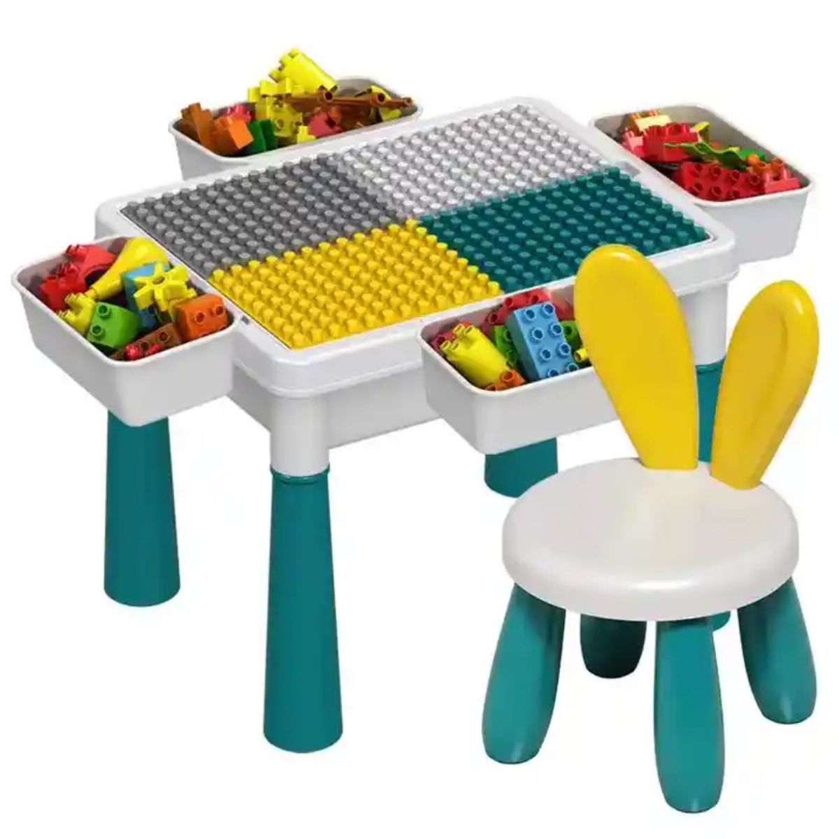 GENERICO - Juguete Mesa De Bloques Constuccion 200 Piezas 2 Sillas