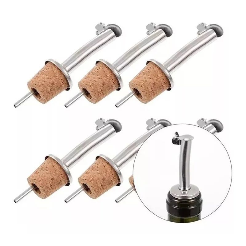 BELKRA - Tapon Con Corcho Dispensador Aceite Vino Vinagre Set X6