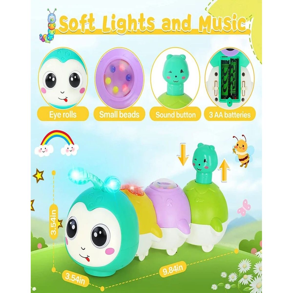 GENERICO - Juguete Para Gatear bebe Interactivo Musical De Oruga