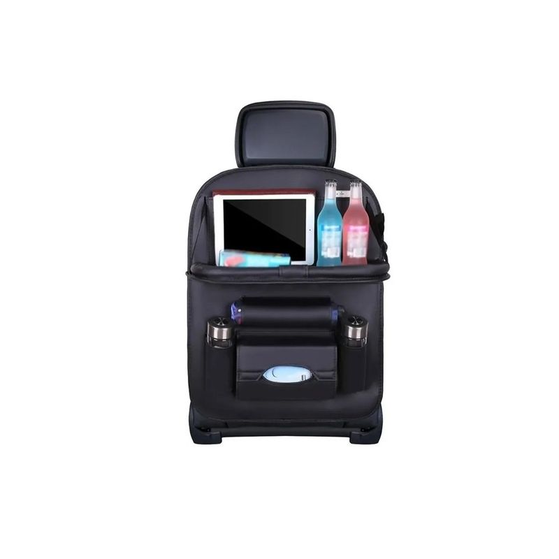 GENERICO - Ecocuero Organizador Auto Respaldo De Asiento Mesa Black