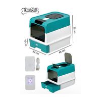 Areneros Para Gatos Bandeja Extraíble Cerrada Verde