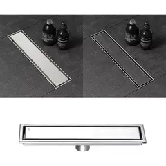 DEKANO - Rejilla De Cubierta Anti-olor Ducha Anti-obstrucción 10×40cm Plata