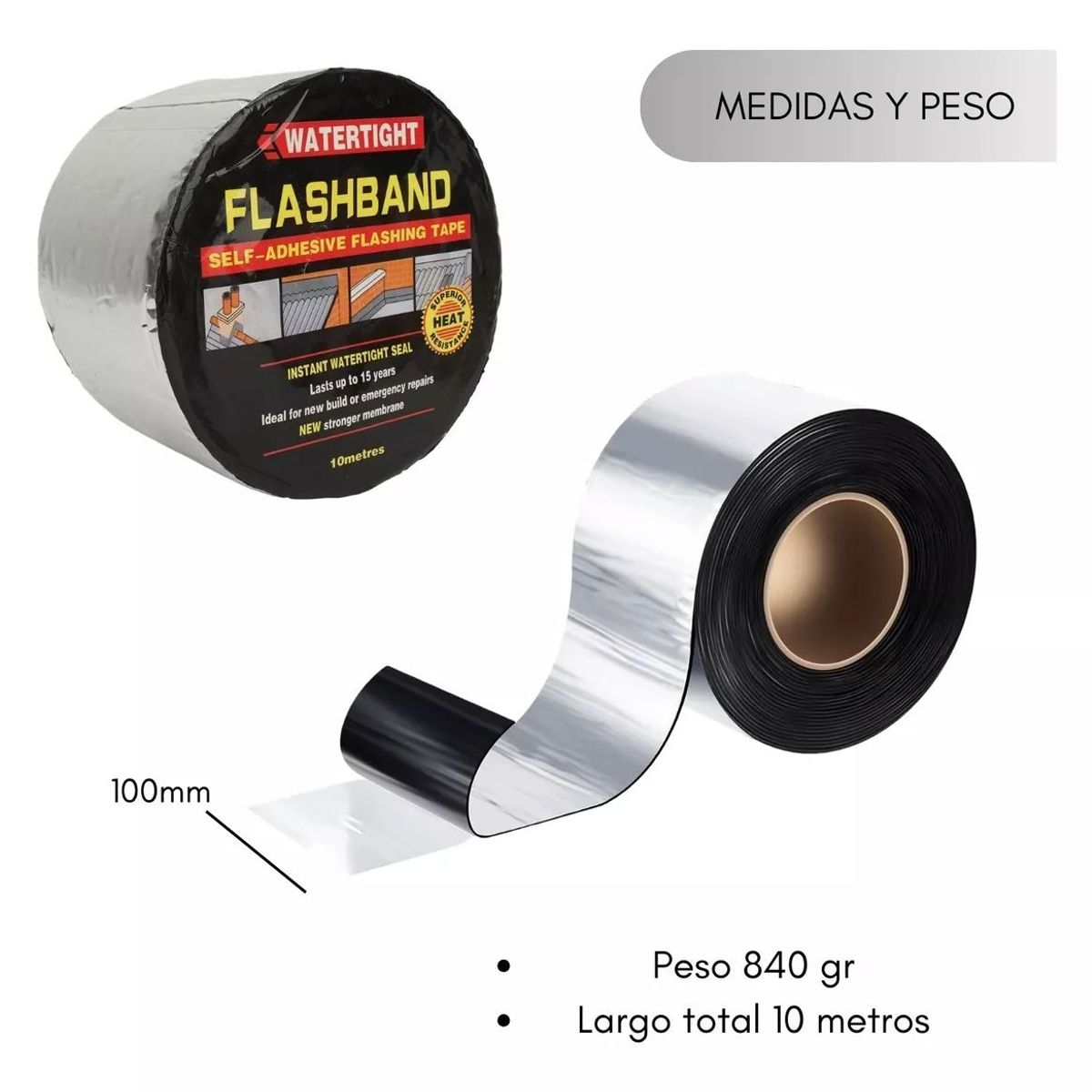 KUANGYE - Cinta Sellador Adhesivo Techo Gotera Impermeable 100mm X 10m