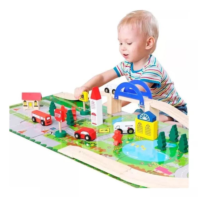 GENERICO - Pista De Autos Con Puente De Madera Juego Infantil