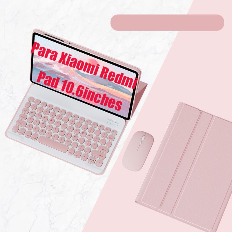 SHARGE - Teclado y Ratón Bluetooth Para Xiaomi Redmi Pad 10.6in Español-Rosa