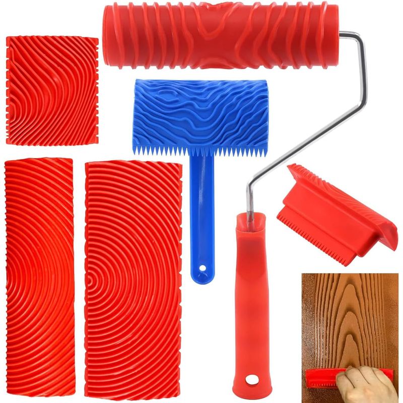 KUANGYE - 6 Rodillo Cepillo Brocha Pintura Patrón Imitación Madera