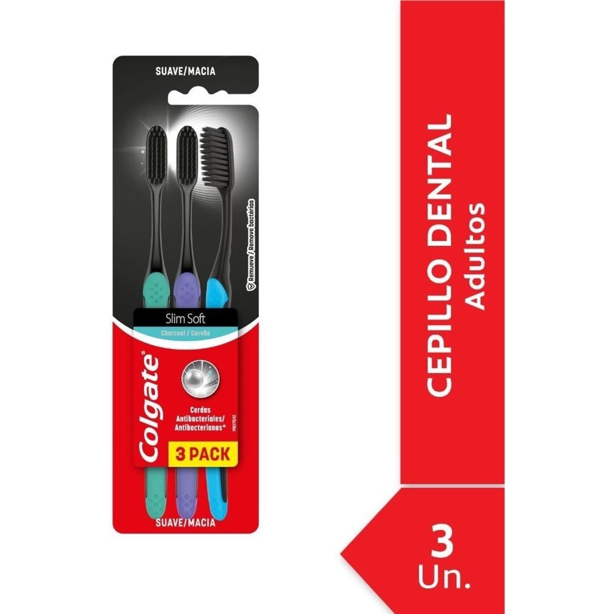 COLGATE - Cepillo Dental Colgate Slim Soft Black 3 Un