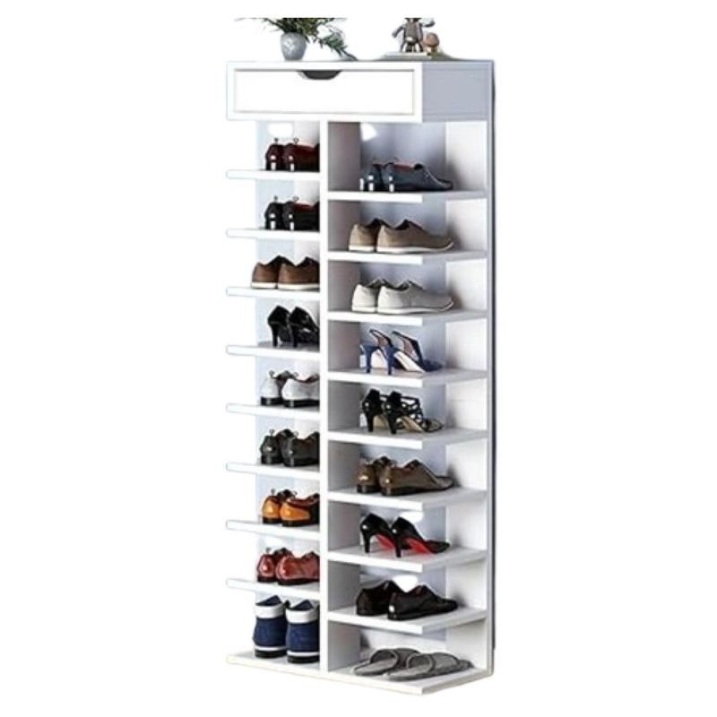 GENERICO - Organizador de Calzado Madera 10 Niveles 18 Pares Blanco