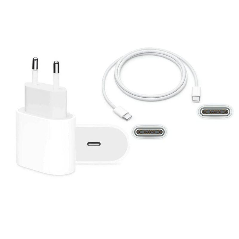 APPLE - Cargador Apple 20W Original + Cable C - C 1mt iPhone 15 pro y pro max