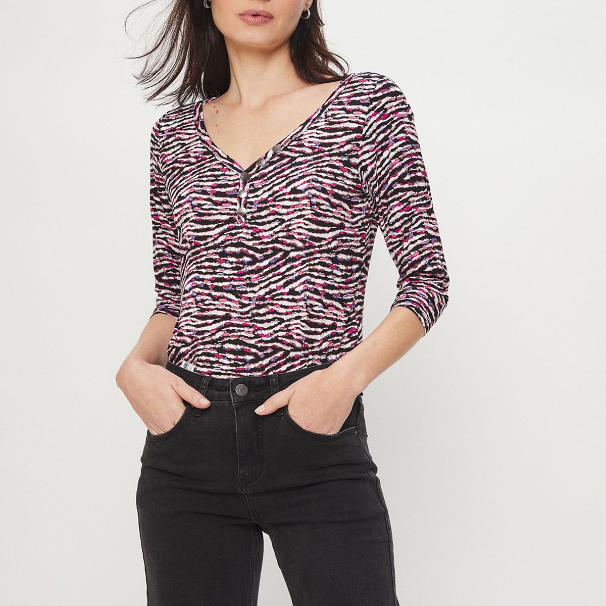 ASH - Polera Manga Larga Crudo Mujer Ash