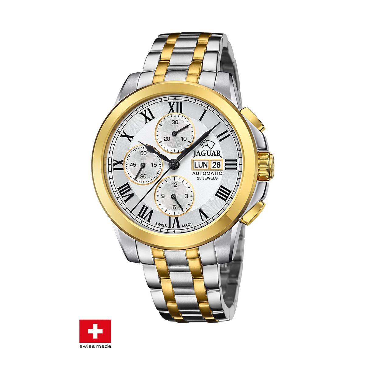 JAGUAR - Reloj J1001/1 Jaguar Swiss Plateado Hombre Automático