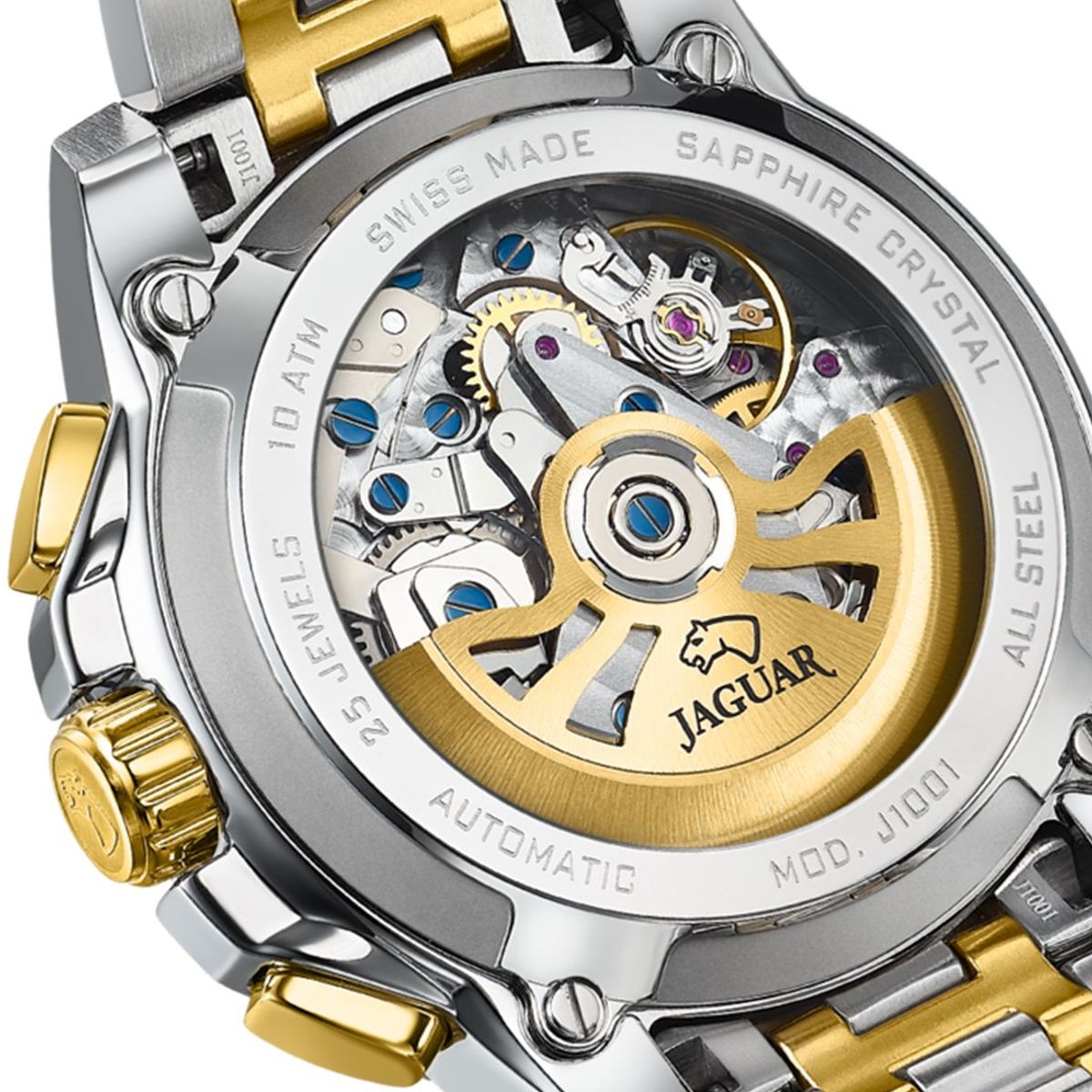 JAGUAR - Reloj J1001/1 Jaguar Swiss Plateado Hombre Automático